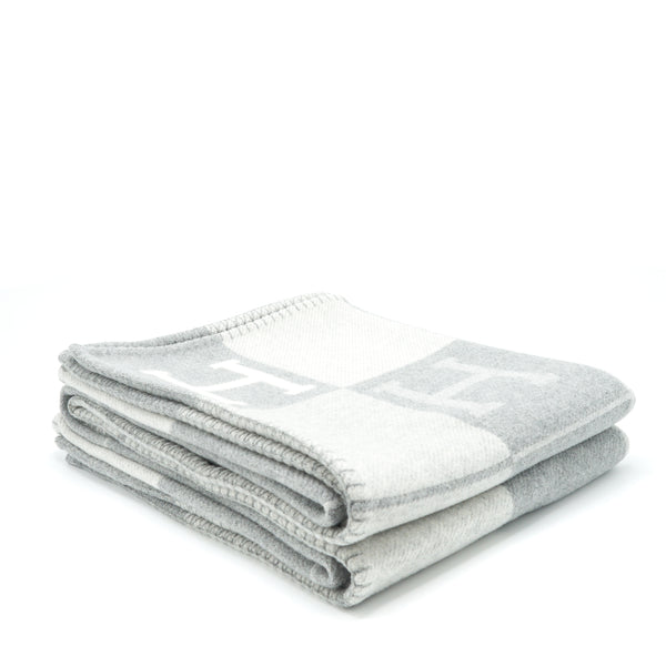 Hermes Avalon Throw Blanket Ecru/Gris Clair