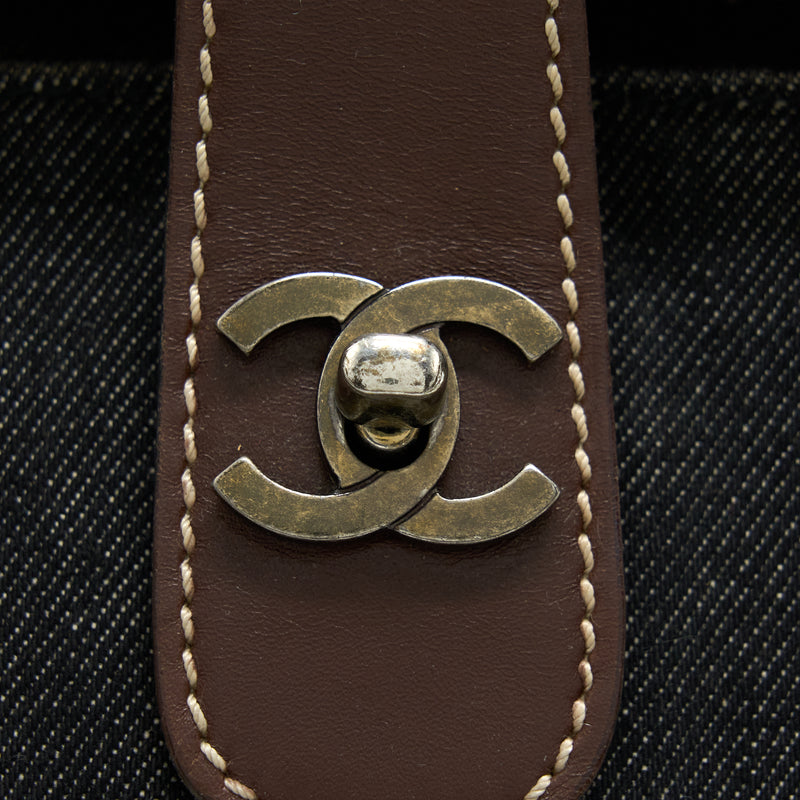 Chanel Vintage Denim Tote Bag Ruthenium Sliver Hardware