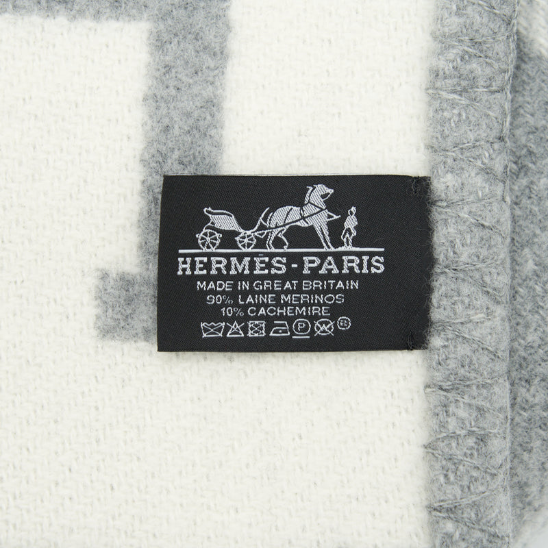 Hermes Avalon Throw Blanket Ecru/Gris Clair