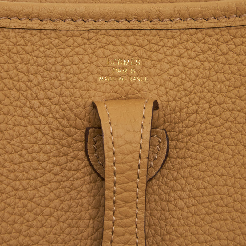 Hermes Mini Evelyne Clemence Biscuit/Camel GHW Stamp Z
