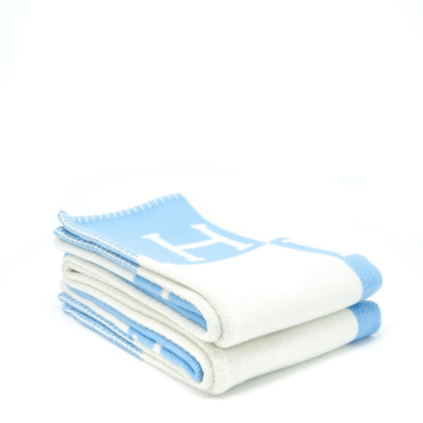 Hermes Avalon Baby Blanket Bleu Genievre/ Blanc 100 x 140cm