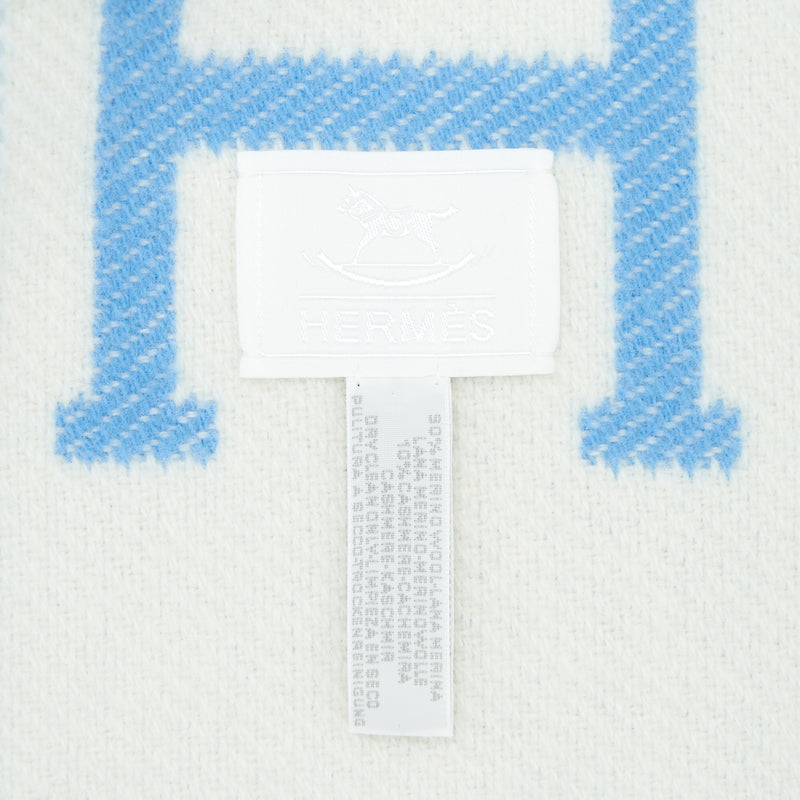 Hermes Baby Blanket Blue Genievre/Blanc