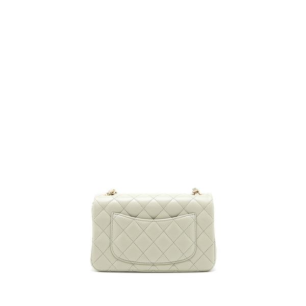 Chanel mini rectangular flap Bag Lambskin Light Grey LGHW (microchip)