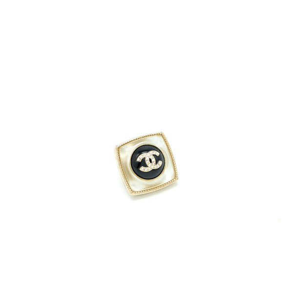 Chanel Square CC Logo Earrings Black/Multicolour Crystal Light Gold Tone