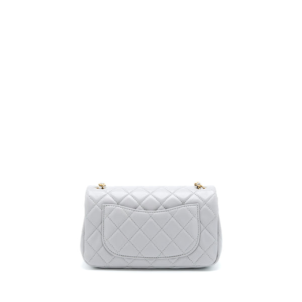 Chanel 21B Pearl Crush Mini Rectangular Flap Bag Lambskin Grey GHW (Microchip)