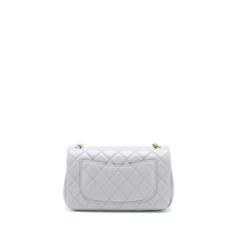 Chanel 21B Pearl Crush Mini Rectangular Flap Bag Lambskin Grey GHW (Microchip)
