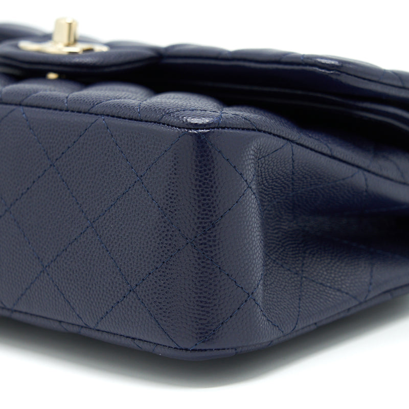 Chanel Small Classic Flap Bag Caviar Dark Blue LGHW