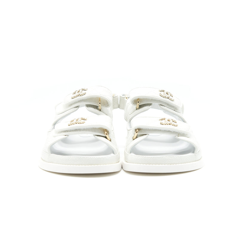 CHANEL DAD SANDALS SIZE36 LEATHER SANDAL WHITE