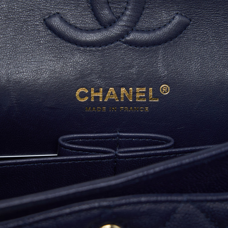 Chanel Small Classic Flap Bag Caviar Dark Blue LGHW