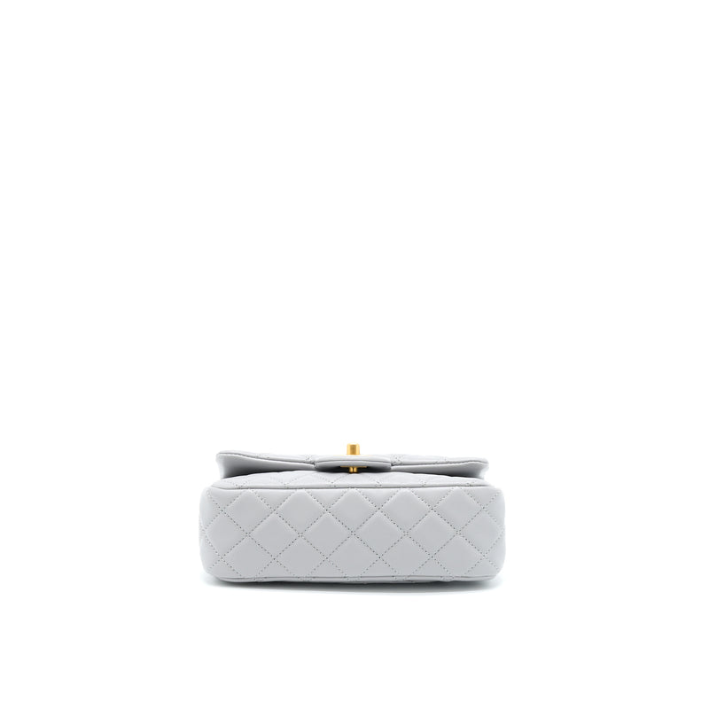 Chanel 21B Pearl Crush Mini Rectangular Flap Bag Lambskin Grey GHW (Microchip)