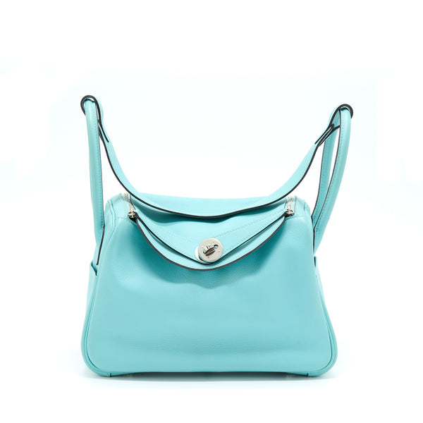 Hermes Lindy 26 Evercolor 3P Blue Atoll SHW Stamp T