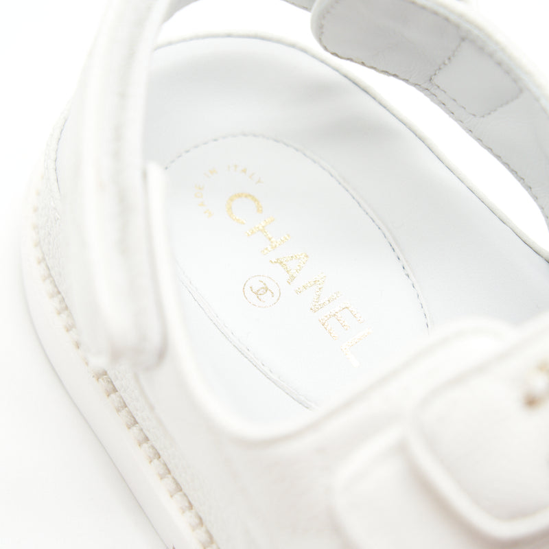 CHANEL DAD SANDALS SIZE36 LEATHER SANDAL WHITE