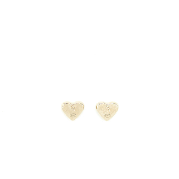 Chanel 22C Light Gold Tone Heart Earrings