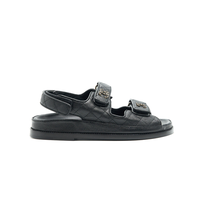 Chanel Interlocking CC Logo Leather Slingback Sandals - Black Sandals,  Shoes - CHA930776
