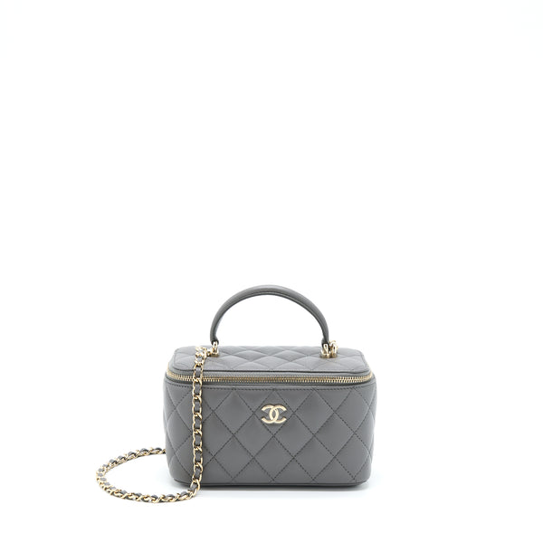 Chanel 22A Top Handle Long Vanity With Chain Grey GHW