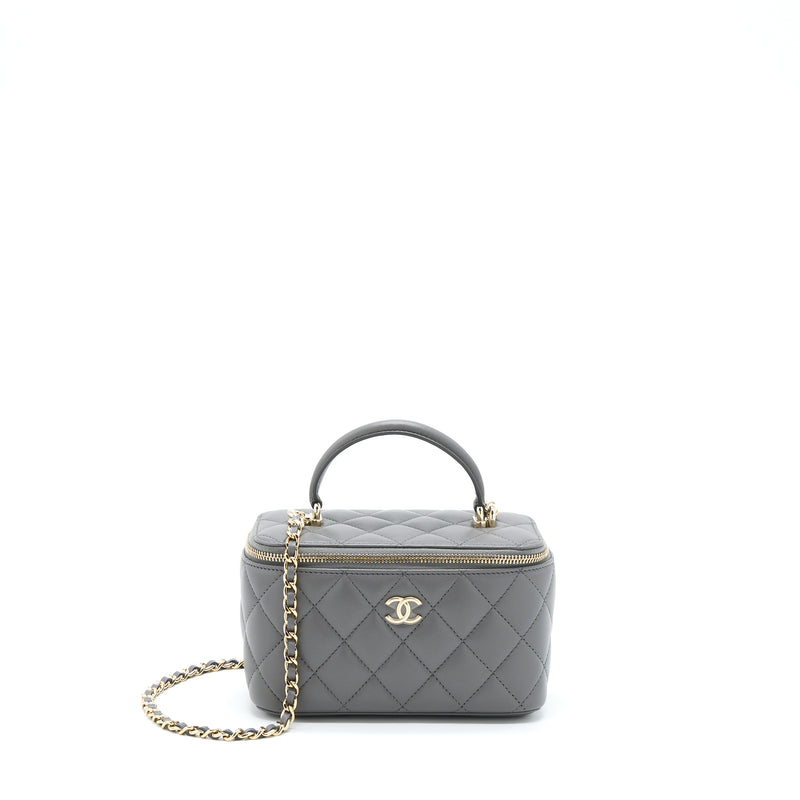 Chanel 22A Top Handle Long Vanity With Chain Grey GHW