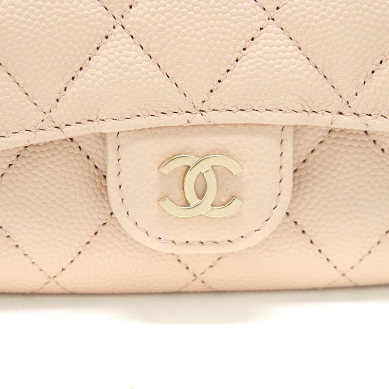 Chanel 22C Flap Cardholder Caviar Light Beige LGHW