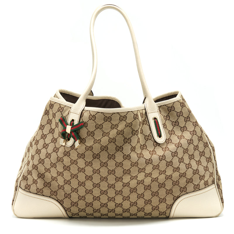 Gucci Princy Tote Bag GG Supreme Canvas/ White GHW