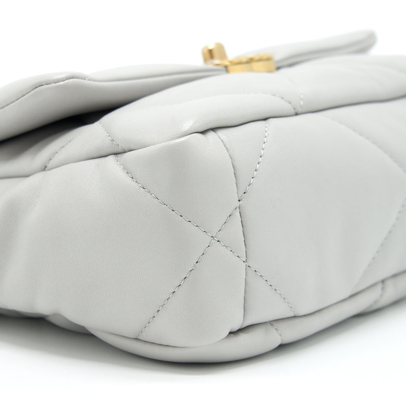 Chanel Small 19 Bag Lambskin Light Grey With Multicolour Hardware (Microchip)