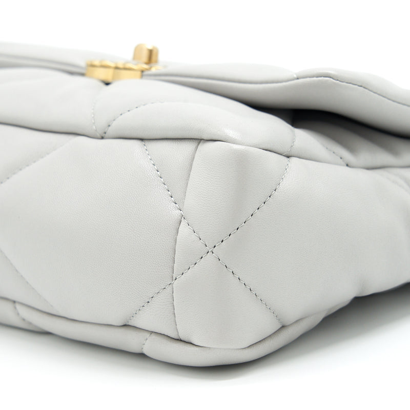 Chanel Small 19 Bag Lambskin Light Grey With Multicolour Hardware (Microchip)