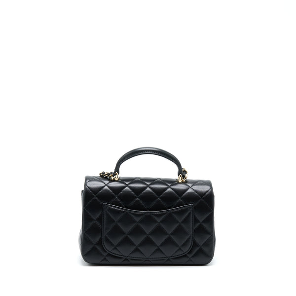 Chanel 22A Top Handle Mini Rectangular Flap Bag Lambskin Black GHW (Microchip)
