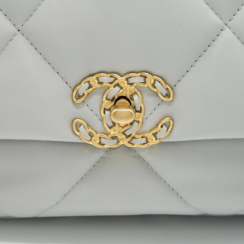 Chanel Small 19 Bag Lambskin Light Grey With Multicolour Hardware (Microchip)