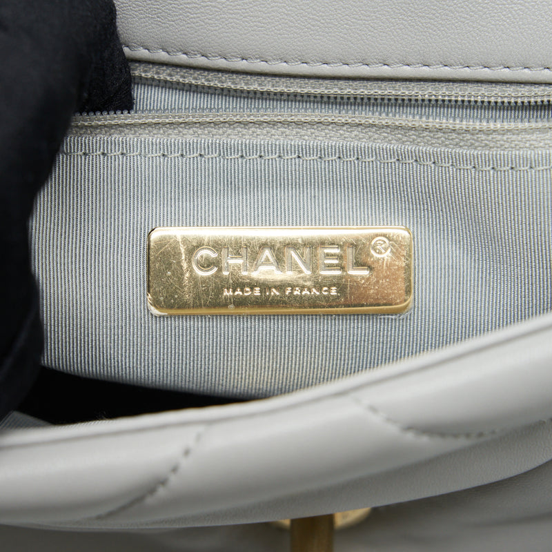 Chanel Small 19 Bag Lambskin Light Grey With Multicolour Hardware (Microchip)