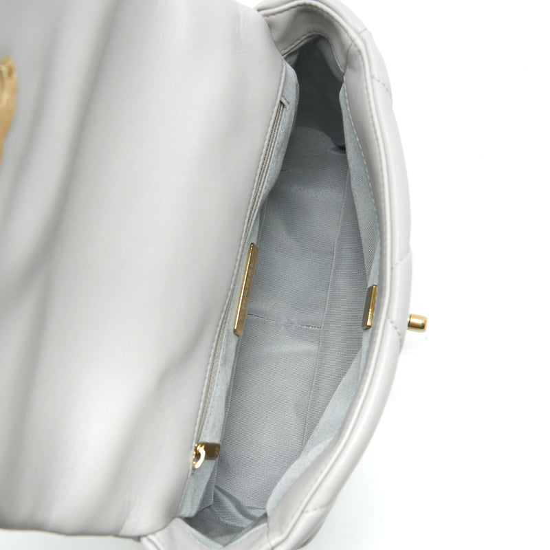 Chanel Small 19 Bag Lambskin Light Grey With Multicolour Hardware (Microchip)