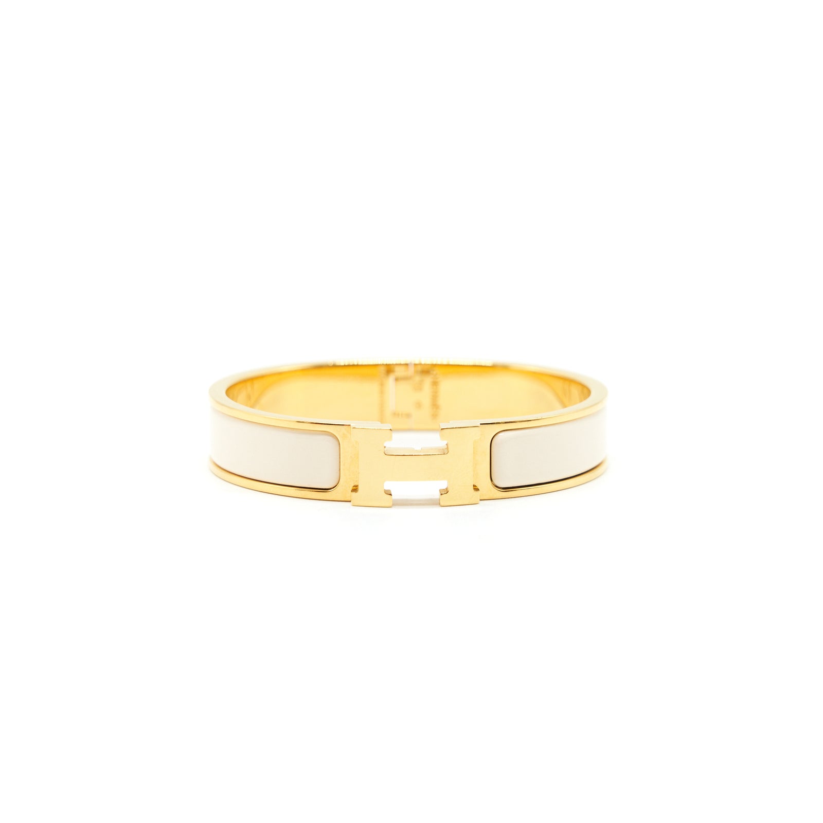 HERMES CLIC H BRACELET BLANC GHW SIZE PM