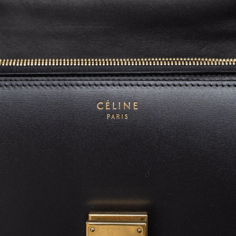 Celine Medium Classic Box Calfskin Black Brushed GHW