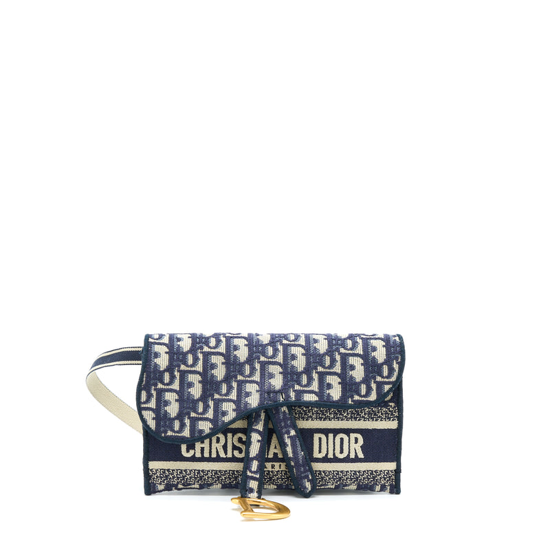 Christian Dior Oblique Slim Saddle Pouch in Blue Oblique Canvas Belt Bag