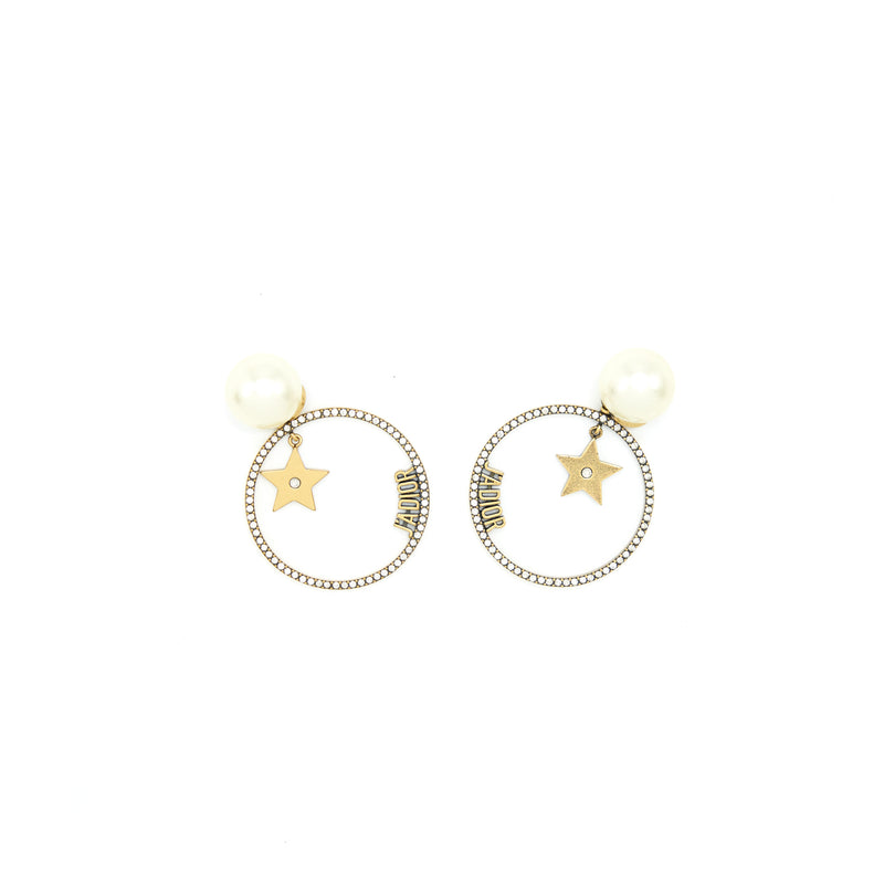 Dior J'adior Round Drop Pearl Earrings With Crystal GHW