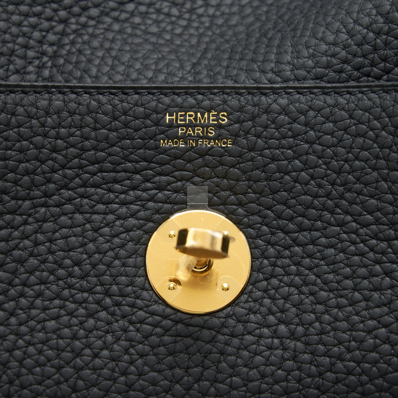 Hermes Lindy 30 Clemence Black GHW Stamp U