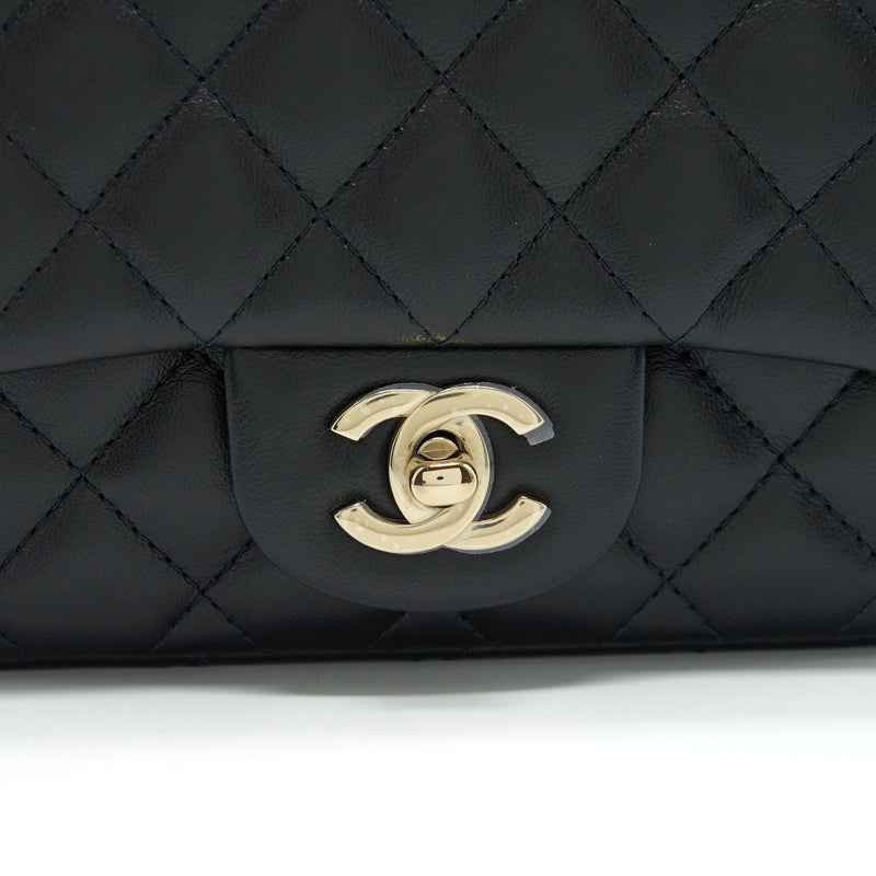 Chanel Mini Square Flap Bag Lambskin Black LGHW(Microchip)
