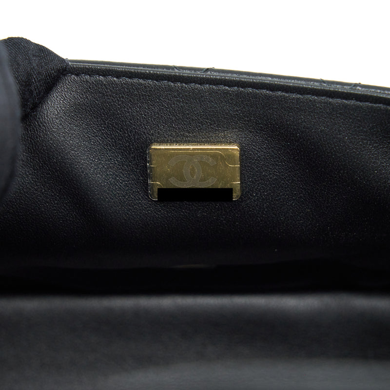 Chanel Mini Square Flap Bag Lambskin Black LGHW(Microchip)