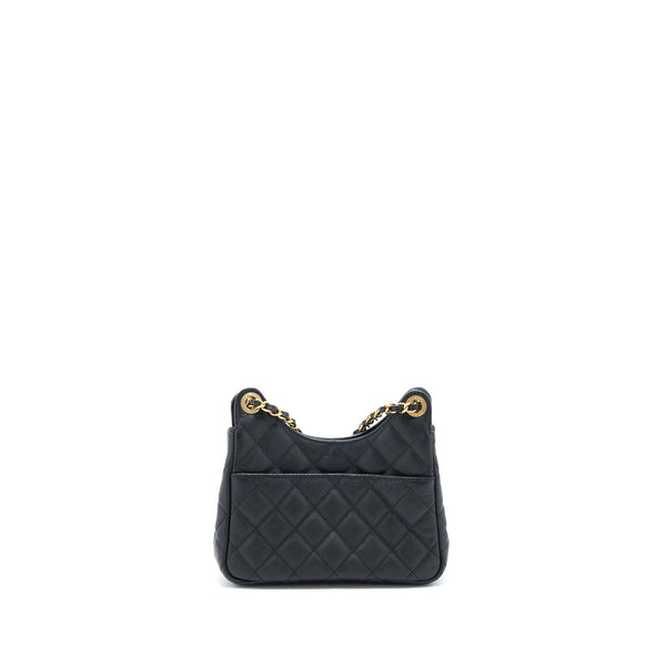 Chanel Small Hobo Bag Caviar Black GHW (Microchip)