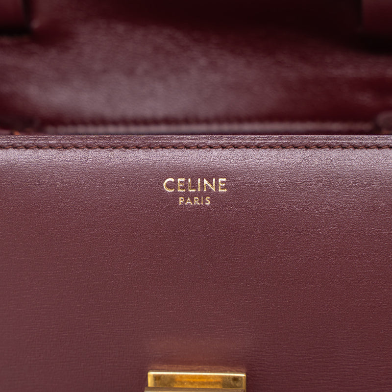 Celine Mini Box Calfskin Burgundy Brushed GHW