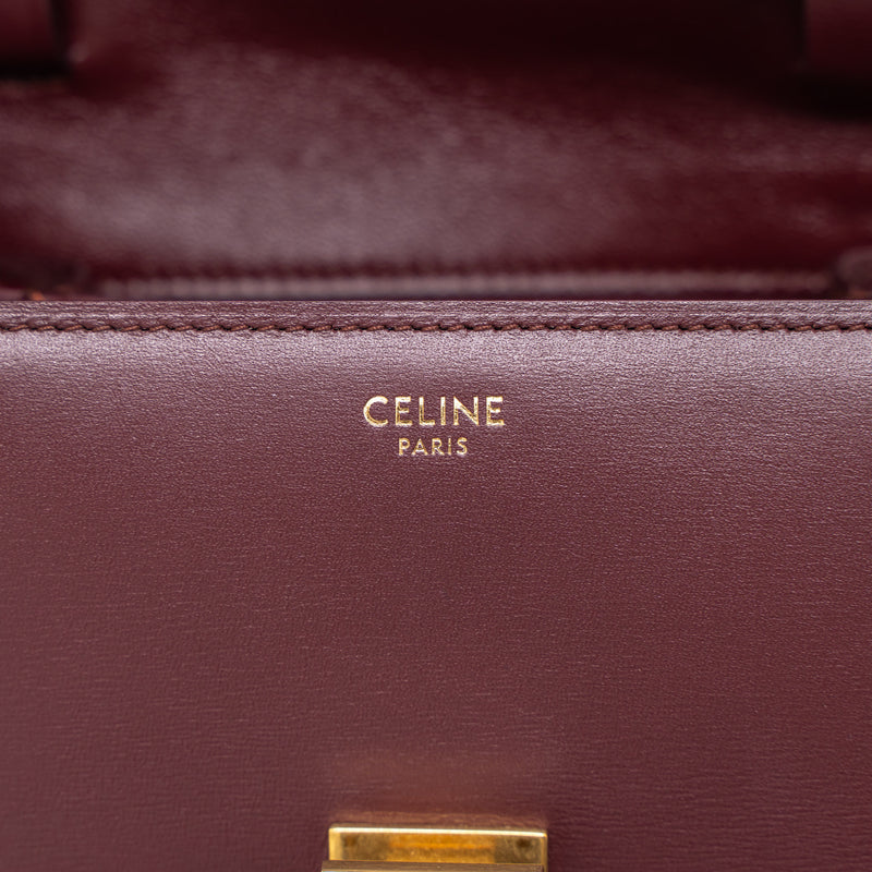 Celine Mini Box Celine Mini Box Calfskin Burgundy Brushed GHW