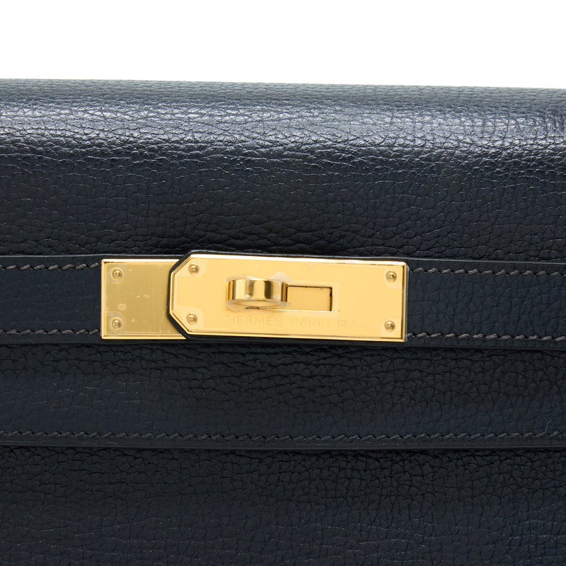 Hermes Kelly 35 Sellier Vache Liegee Bleu Indigo GHW Stamp Square K