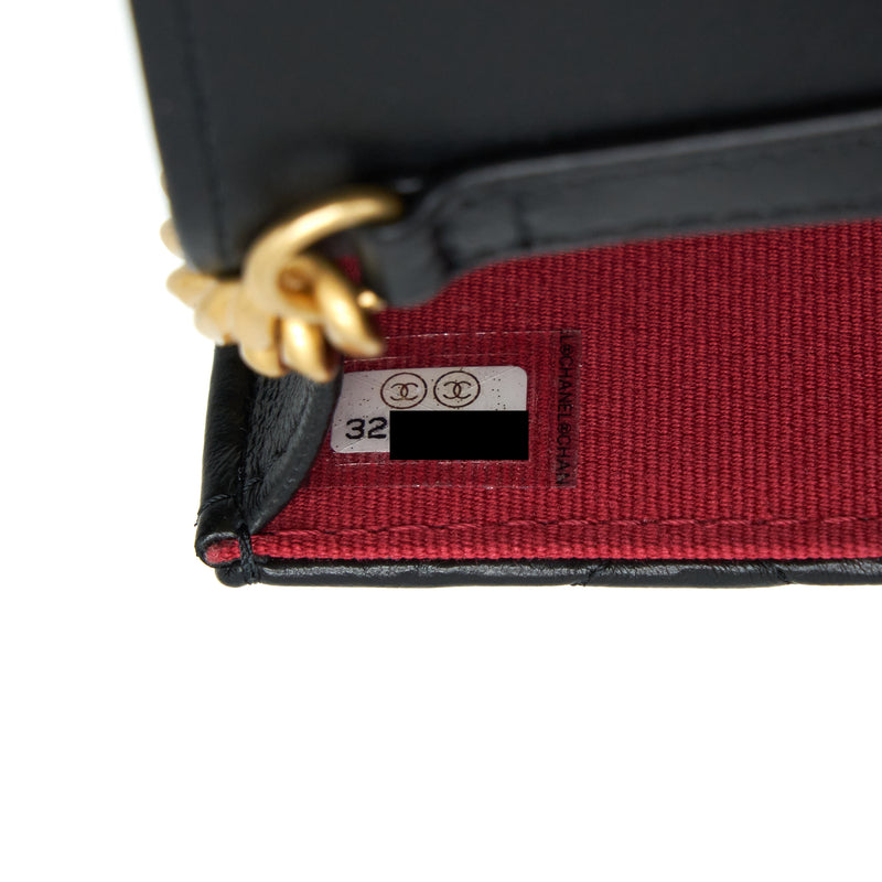 Chanel 22P Vertical Mini Flap Phone Case Lambskin Black With Enamel And Gold Hardware