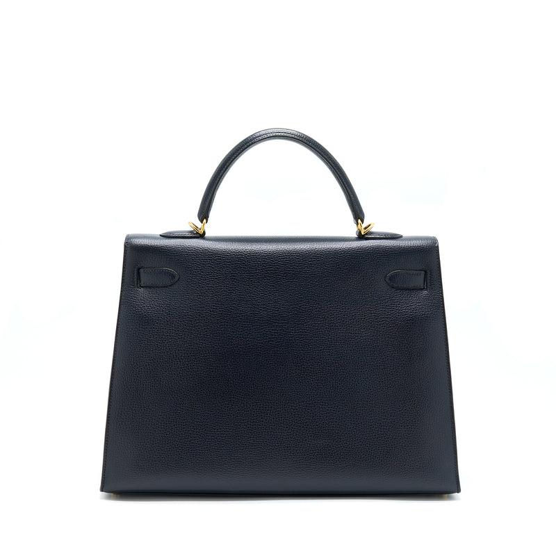 Hermes Kelly 35 Sellier Vache Liegee Bleu Indigo GHW Stamp Square K