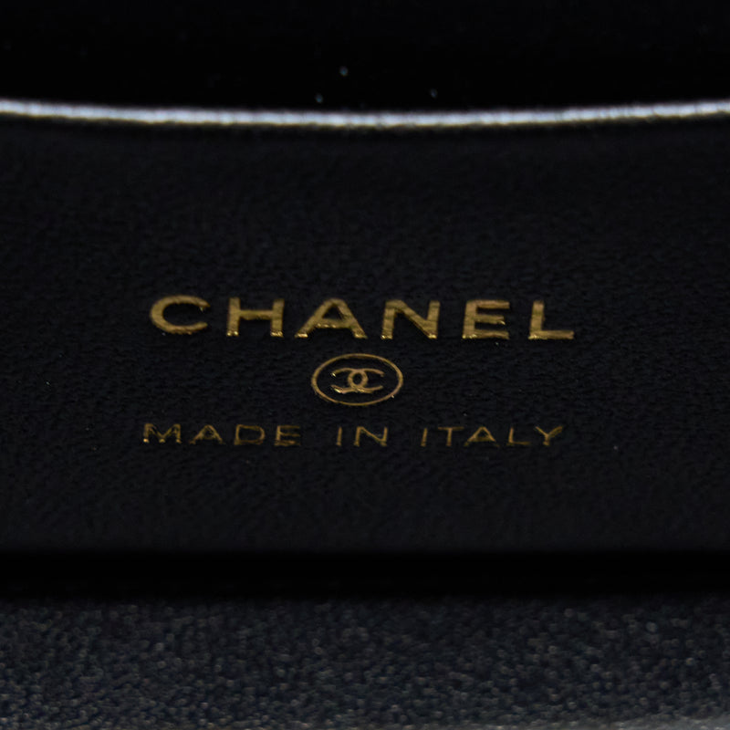 Chanel 22K Gold Pillar Adjustable Chain Long Vanity Lambskin Black GHW (Microchip)