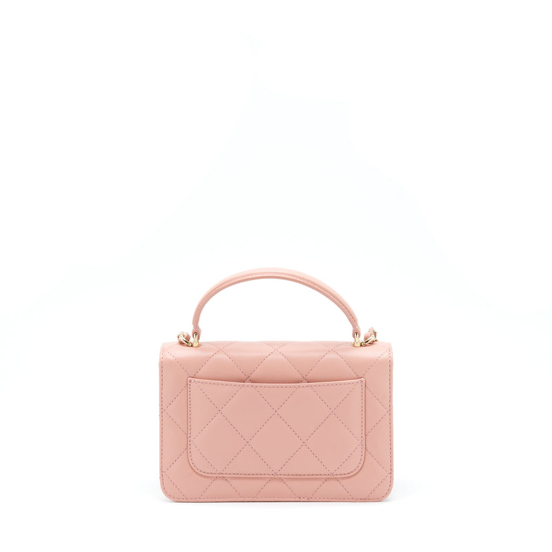 Chanel Top Handle Flap Bag Lambskin Dark Pink LGHW (Microchip)