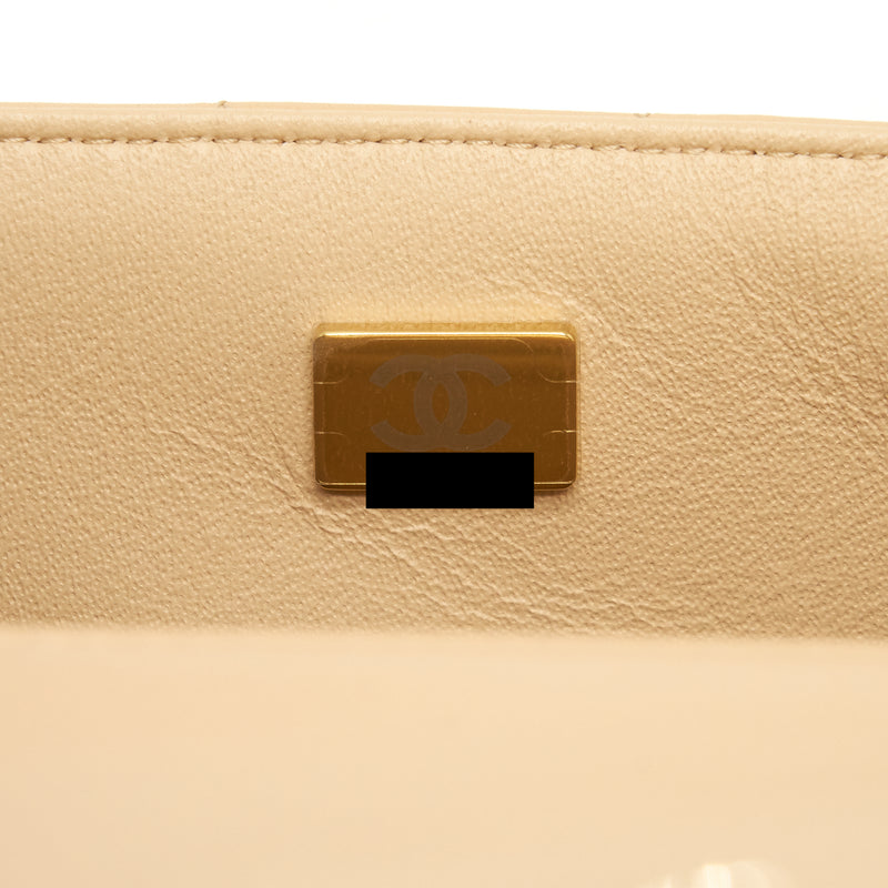 Chanel Mini Rectangular Lambskin Light Beige LGHW(microchip)