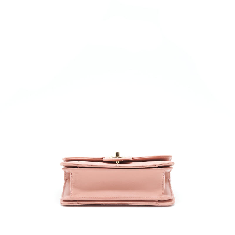 Chanel Top Handle Flap Bag Lambskin Dark Pink LGHW (Microchip)
