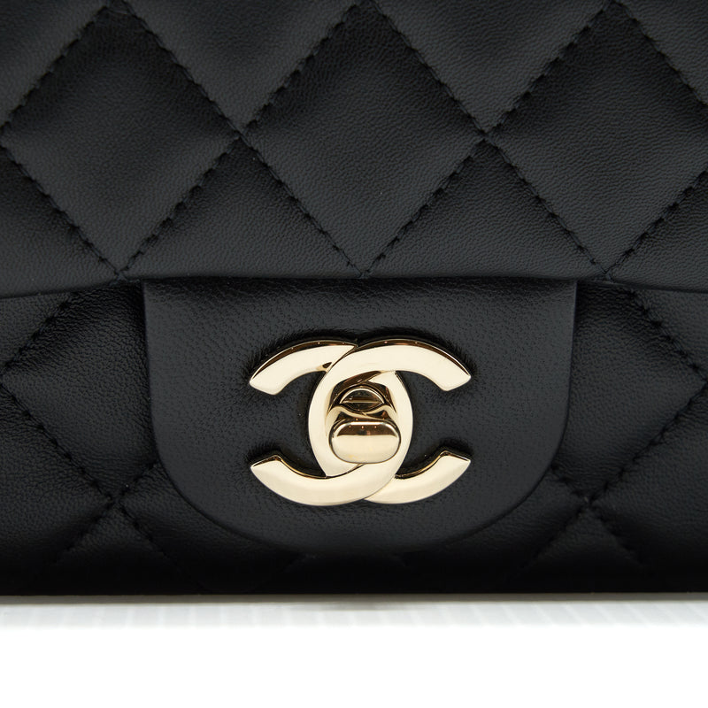 Chanel mini Rectangular Flap Bag Lambskin black LGHW (MICROCHIP)