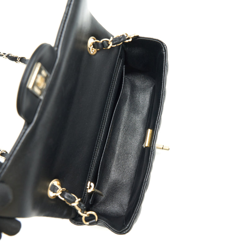 Chanel mini Rectangular Flap Bag Lambskin black LGHW (MICROCHIP)