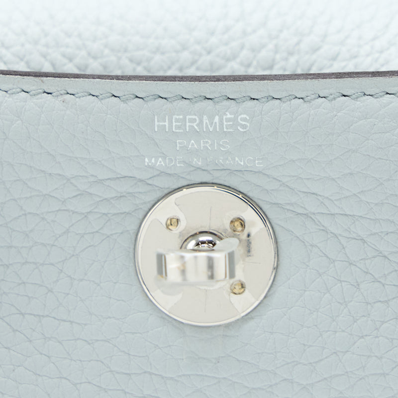 Hermes Mini Lindy Clemence Blue Pale SHW Stamp U