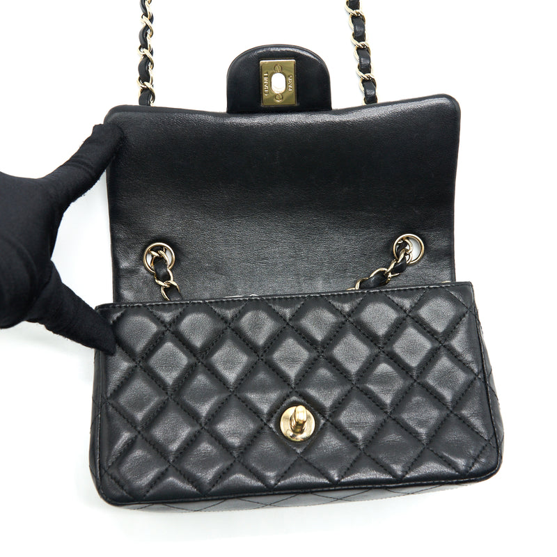 Chanel Mini Rectangular Flap Bag Lambskin Black GHW