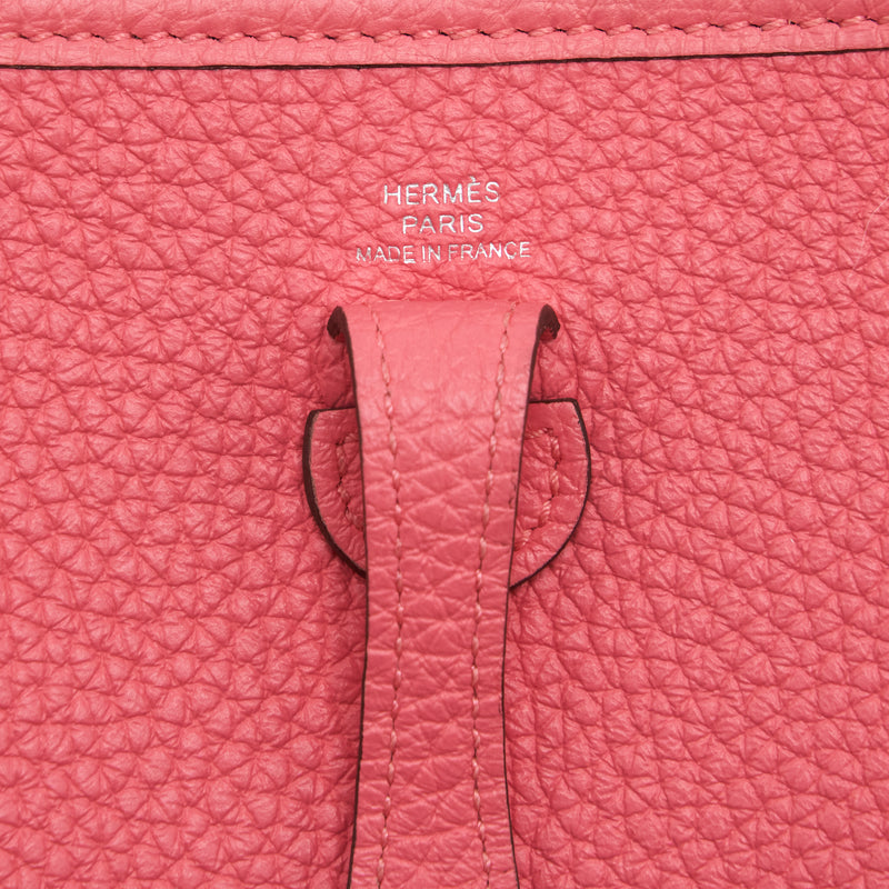 Hermes Mini Evelyne Clemence Rose Azalea / Rouge Pivoine SHW Stamp Y